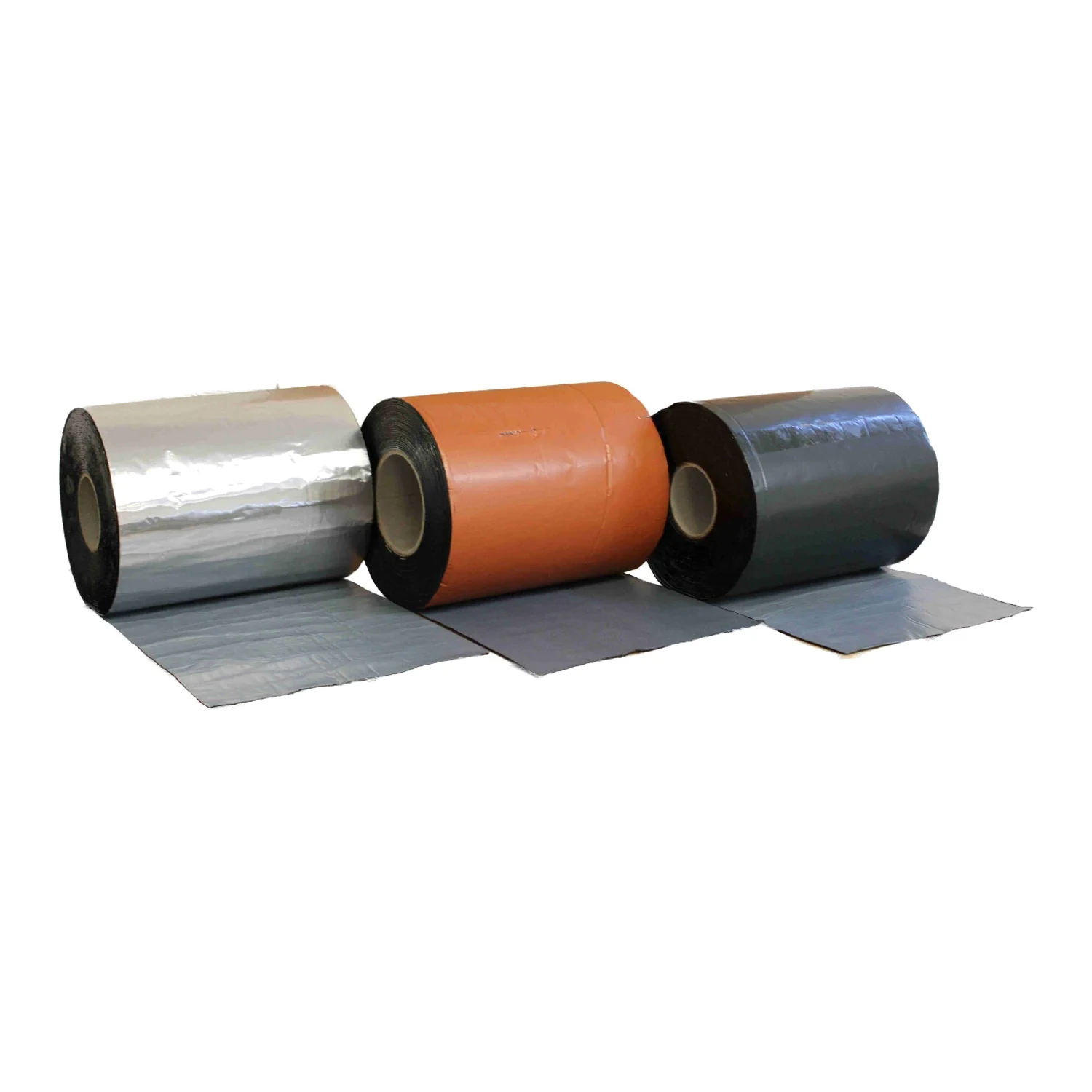BIWA nastro bituminoso 200 mm x 10 m in alluminio, rosso mattone e nero: tre rotoli con le estremità del nastro srotolate