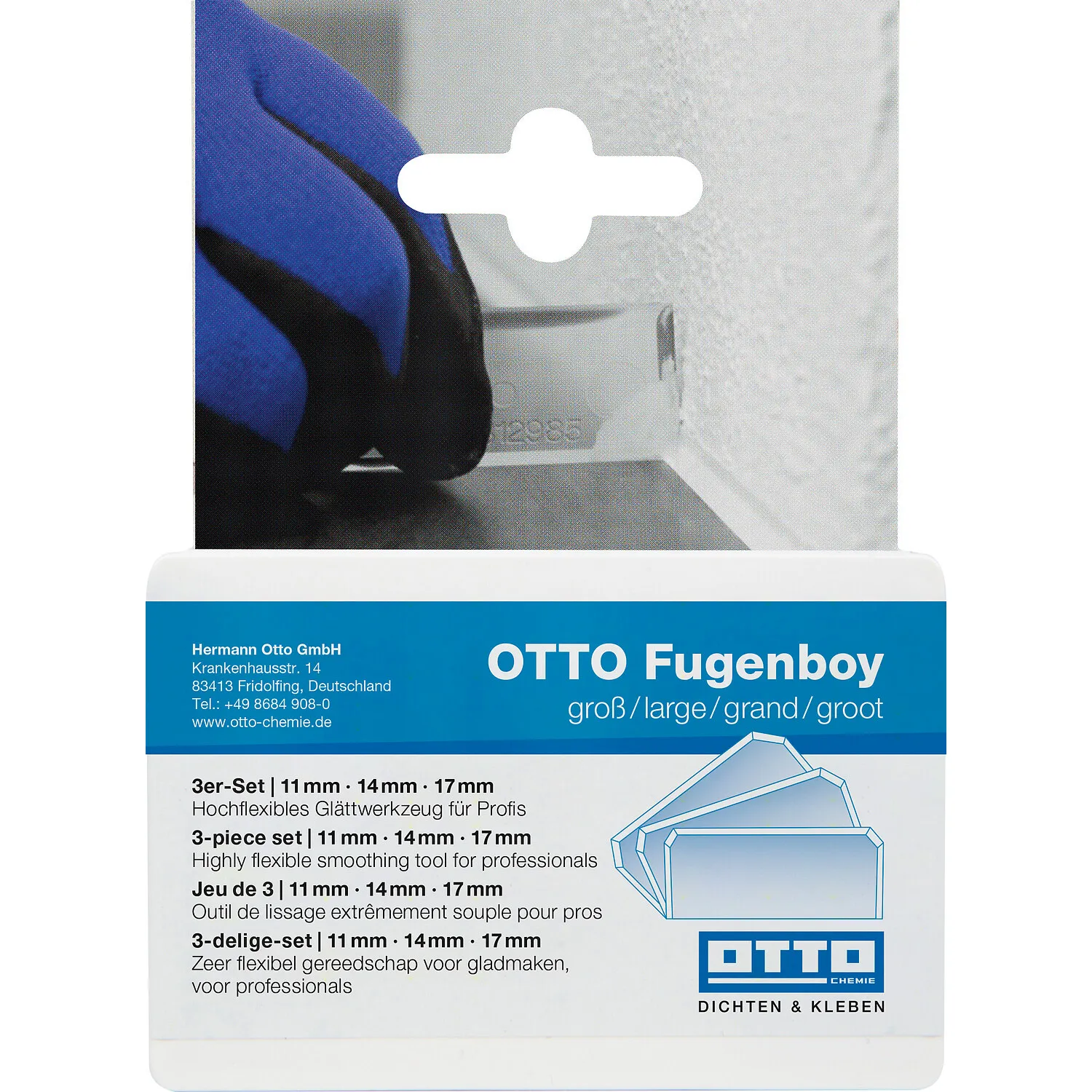 OTTO Fugenboy stort 3-delt sæt i originalemballage, silikoneafstrygere til brede fuger i sanitetsområdet