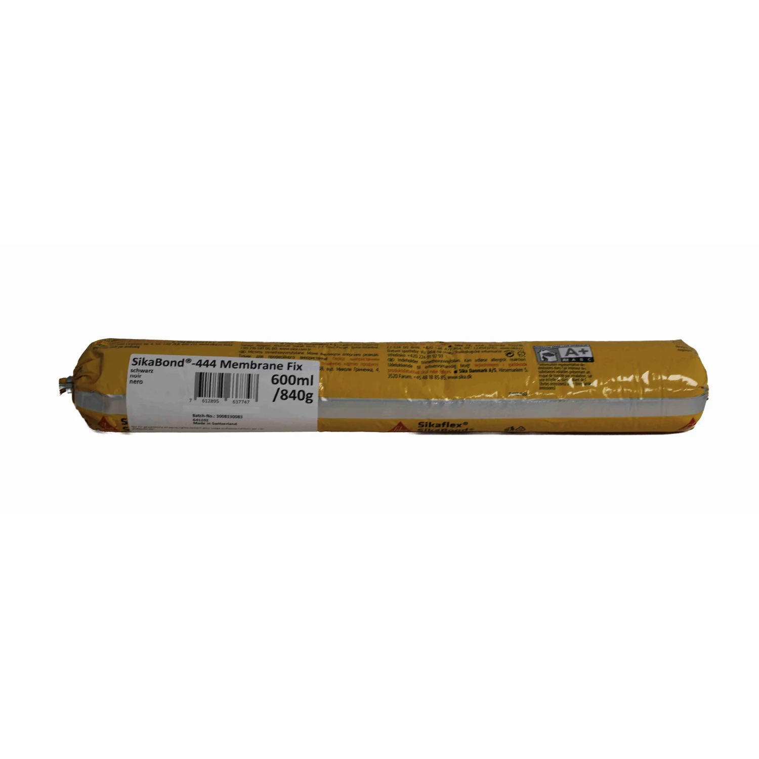 Sikabond-444 Membrane Fix Folienkleber schwarz, 840 g – Folienbeutel mit Etikett
