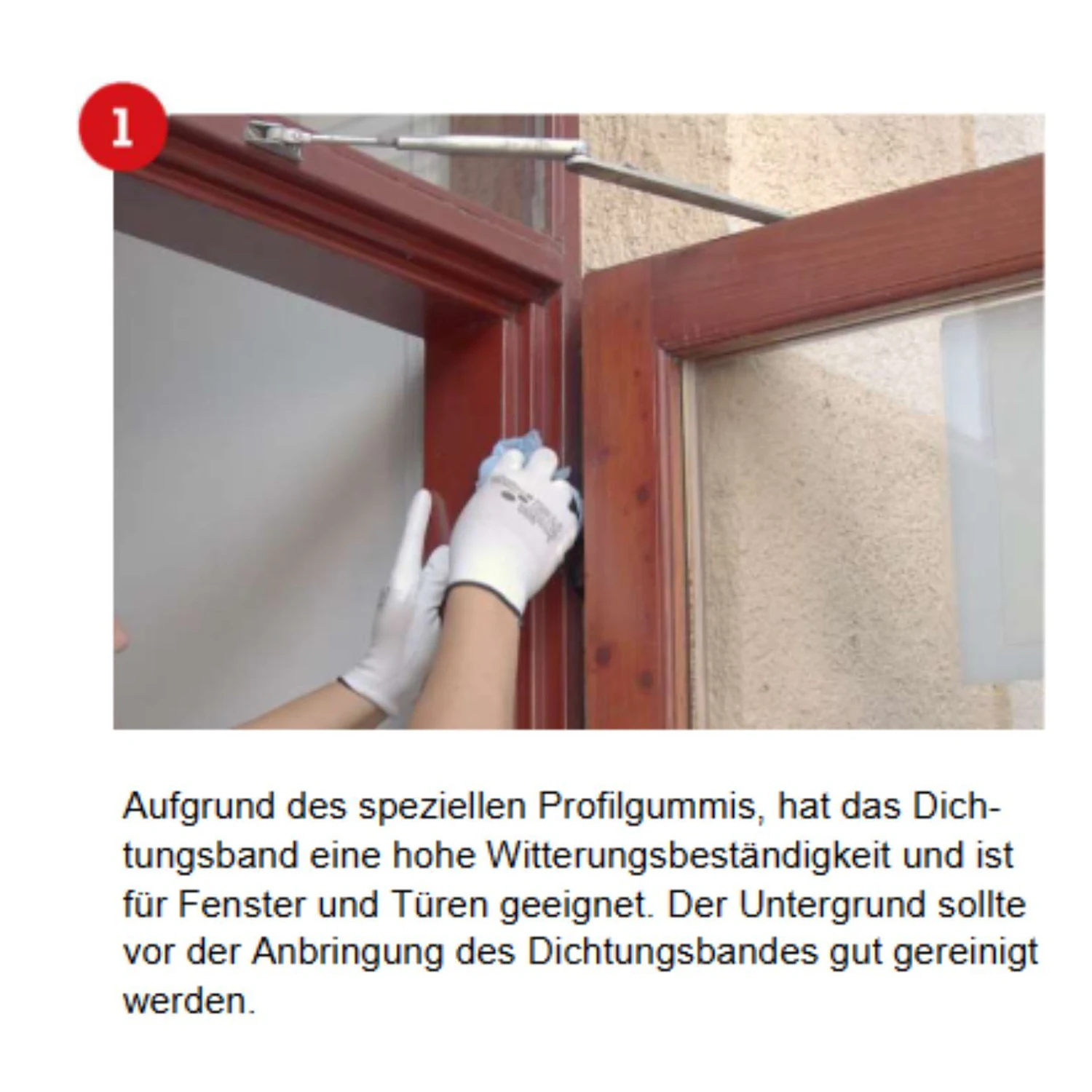 Schuller Airstop Fensterdichtung P-Profil, Anwendung Schritt 1: Fensterrahmen reinigen