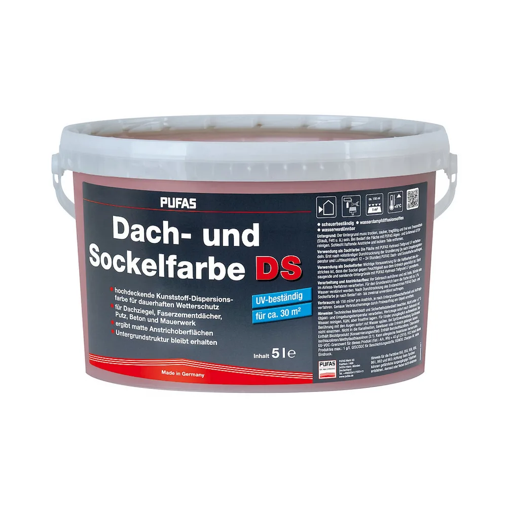 Pufas dakverf acryl-dakcoating zandsteen 5 l, emmer met etiket, vrijstaand product