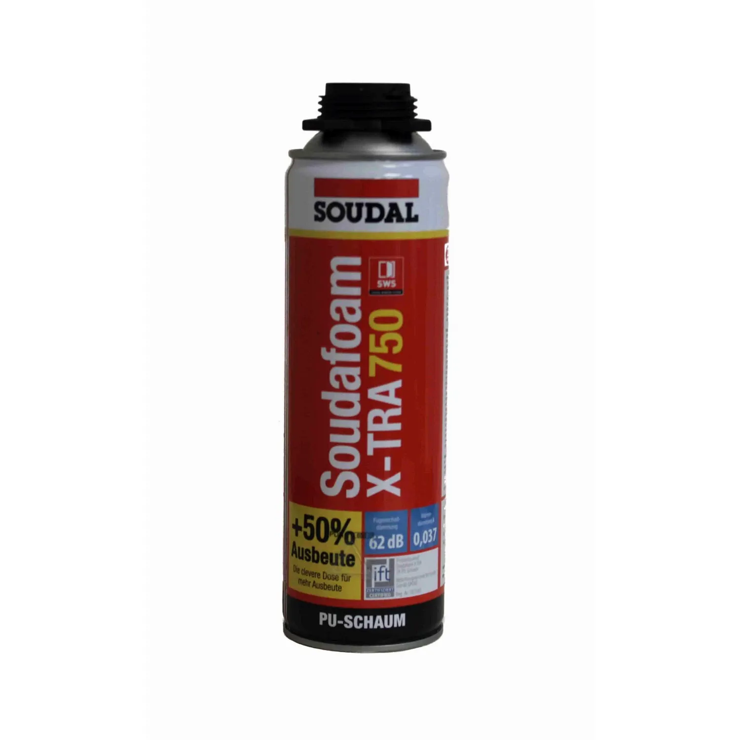 Soudal Soudafoam X-tra 750 Pistolenschaum B2 Montageschaum 500 ml, Dose Vorderseite