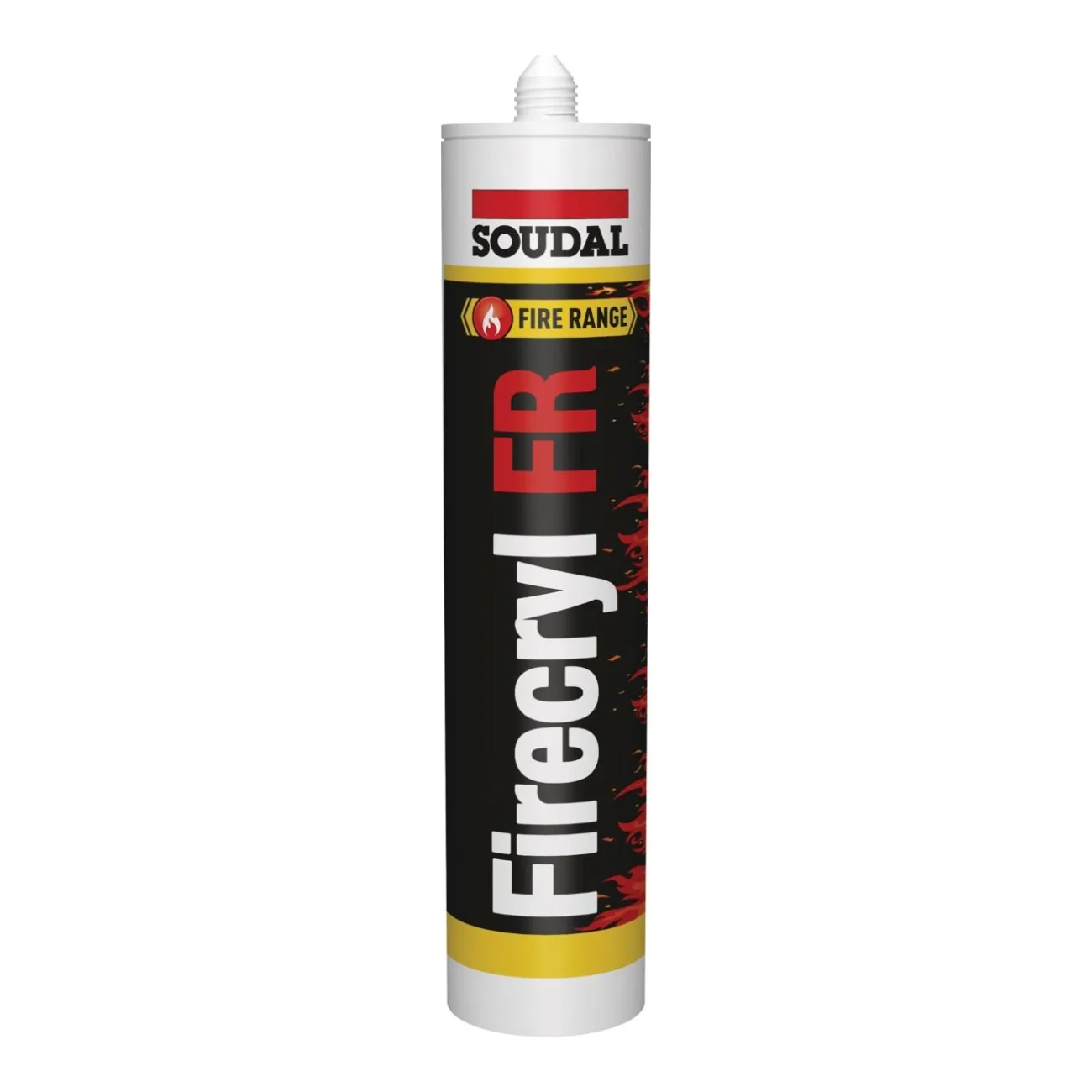 Soudal Firecryl FR Brandschutzacryl weiß, 310-ml-Kartusche als Freisteller auf weißem Hintergrund