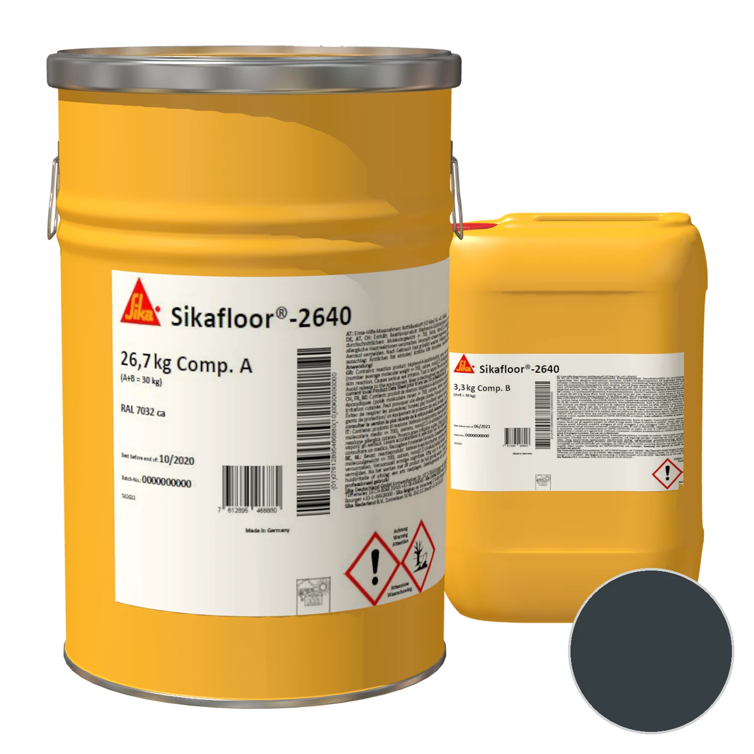 Sika Sikafloor-2640 Bodenbeschichtung 30 kg Gebinde mit Farbmuster RAL 7016 anthrazitgrau