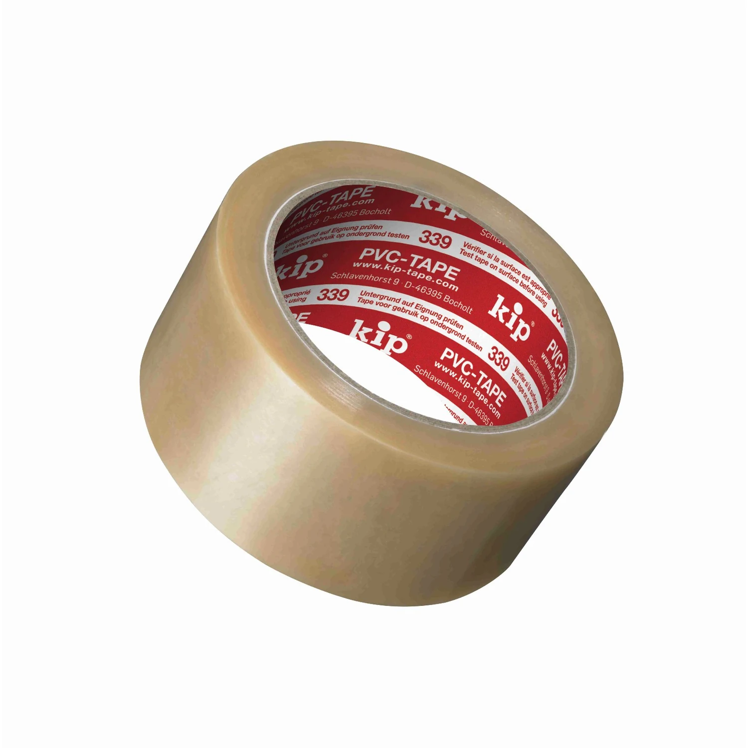 KIP 339 cinta de embalar de PVC transparente, 50 mm × 66 m – rollo girado