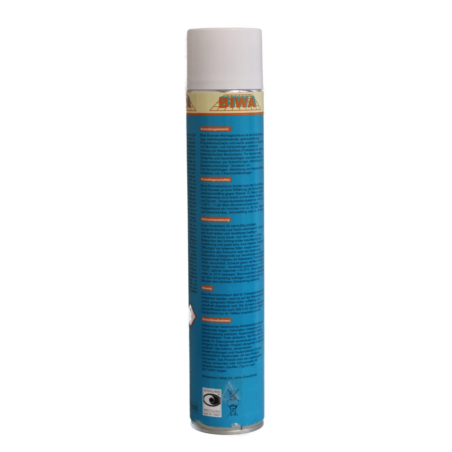 BIWA P970M Brunnenschaum B3, Gebinde 12 × 750 ml – Dose Rückseite
