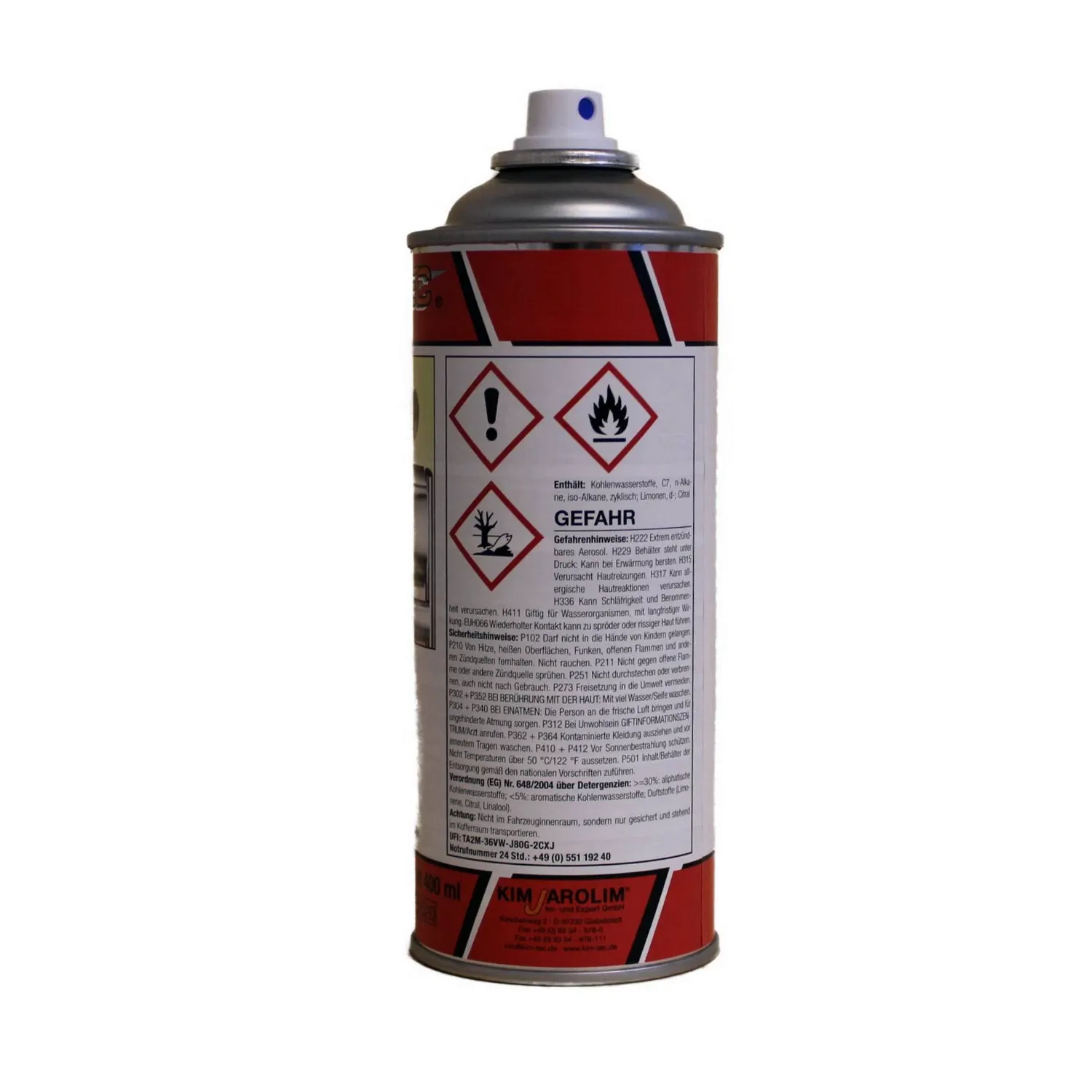 KIM TEC Edelstahlreiniger-Spray Fettlöser Edelstahlpflege 400 ml – Rückseite mit Produktangaben