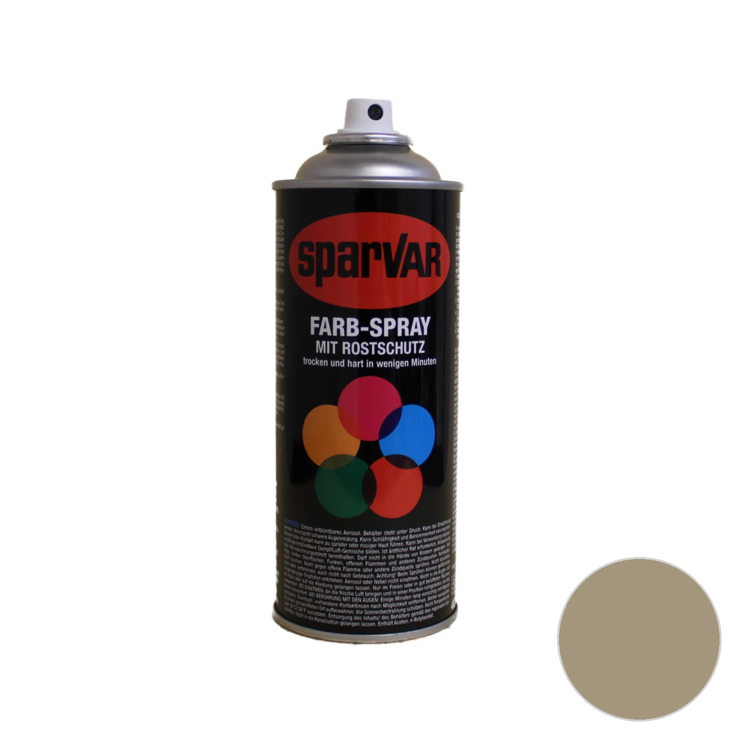 Sparvar Farbspray Acryllack hochglänzend RAL 1019 Graubeige 400 ml Spraydose mit Farbpunkt