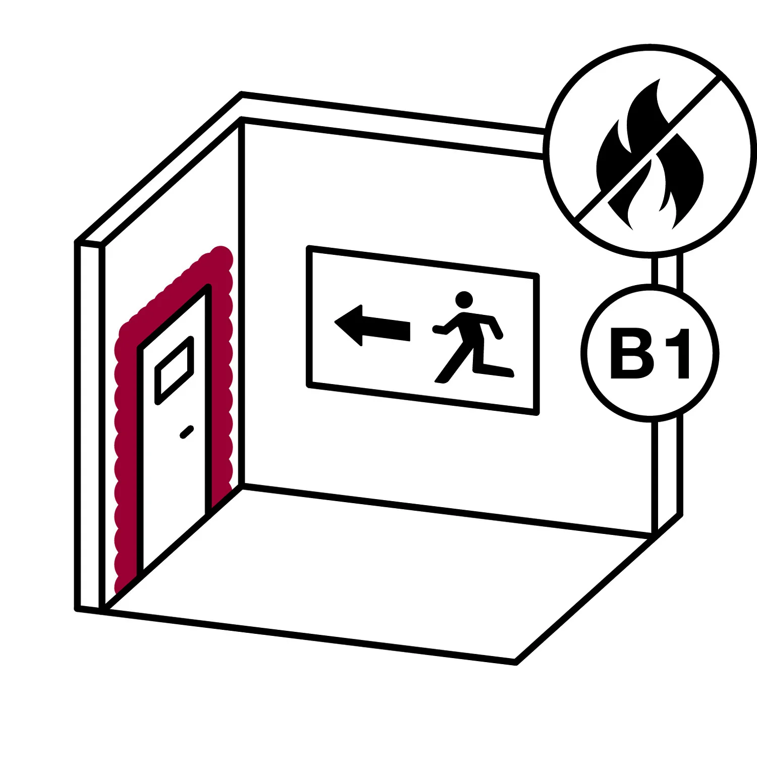 Ottopur OP 960 Brandschutzschaum B1 750ml, Piktogramm: Brandschutz B1 an Türen und Fluchtwegen
