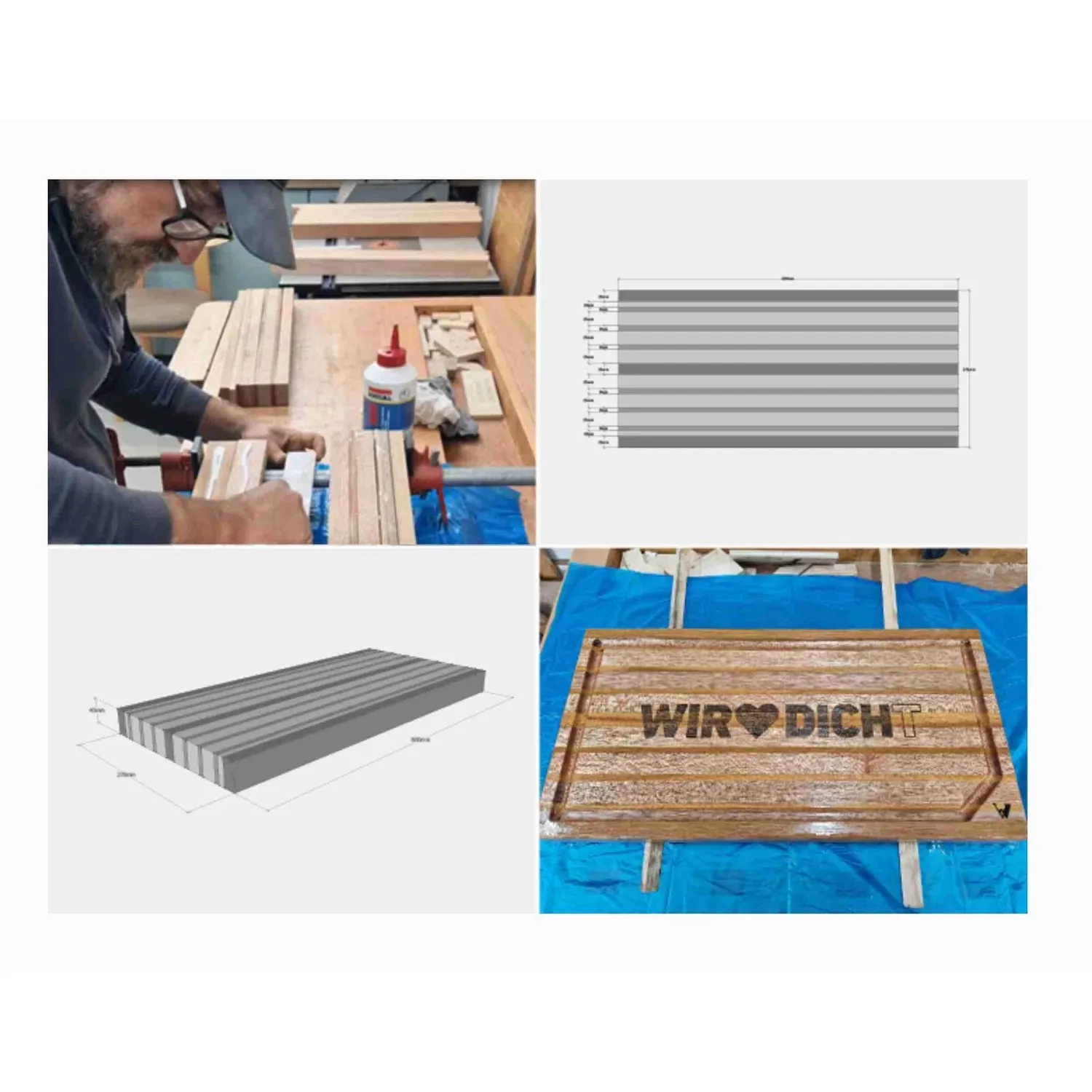 Soudal Holzleim Pro 30D, Anwendungsbeispiele: Holzteile verleimen, Schneidebrett mit Gravur