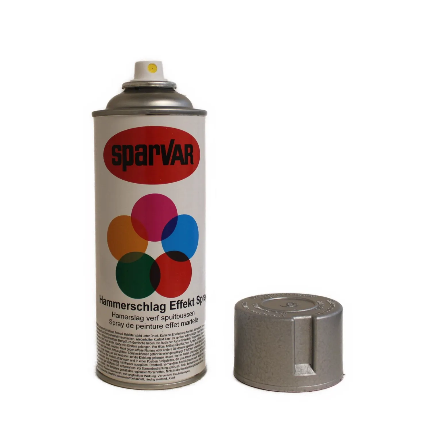 Sparvar Hammerschlag Effektlack Spray silber Metalloptik 400 ml, Spraydose mit Kappe