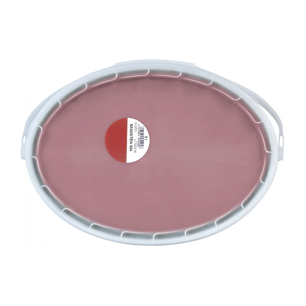 Pufas dakverf acryl-dakcoating zandsteen 5 l, geopende emmer met kleurtoon zandsteen