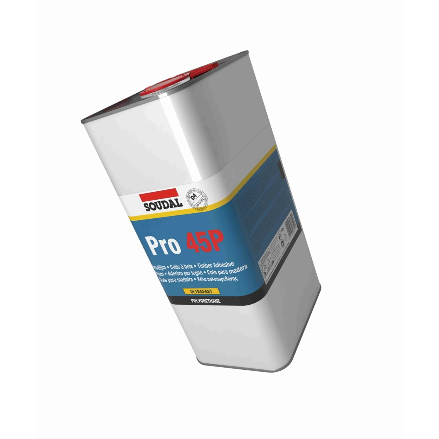 Soudal Holzleim Pro 45P D4 wasserfest, Kanister 5 kg – Kanister schräg