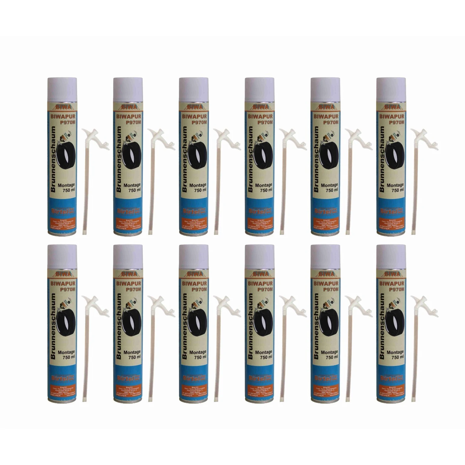 BIWA P970M Brunnenschaum B3, Gebinde 12 × 750 ml – Gebindeansicht